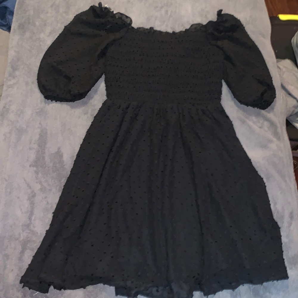 Black Half Sleeved Short Dress